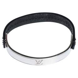 مملوكة مسبقًا Louis Vuitton Curve it Leather Silver Tone Bracelet