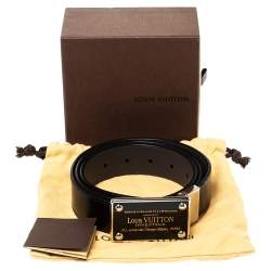 مملوكة مسبقًا حزام لوي فيتون انفنتو جلد منقوش دامييه أسود 95 سم