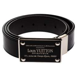 مملوكة مسبقًا حزام لوي فيتون انفنتو جلد منقوش دامييه أسود 95 سم