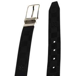 مملوكة مسبقًا Louis Vuitton Black Damier Inifini Leather Boston Reversible Belt 95CM