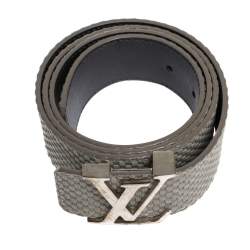 Pre Owned حزام لوي فيتون حروف أولية أل في سويدي نقش دامييه أخضر فاتح 95 سم