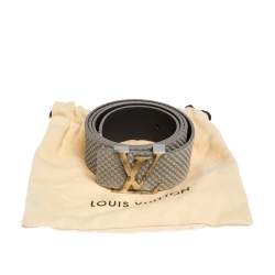 Pre Owned حزام لوي فيتون حروف أولية أل في سويدي نقش دامييه أخضر فاتح 95 سم