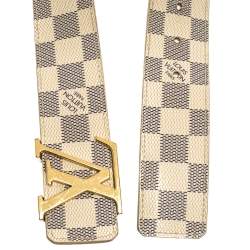 Pre Owned حزام لوي فيتون "اينيشيلز" أل ڨي كانفاس دامييه أزرق سماوي 85 سم