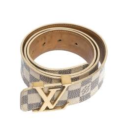 Pre Owned حزام لوي فيتون "اينيشيلز" أل ڨي كانفاس دامييه أزرق سماوي 85 سم