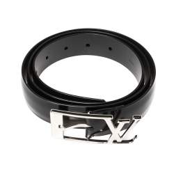Pre Owned Louis Vuitton Black Leather Neogram Belt 95CM