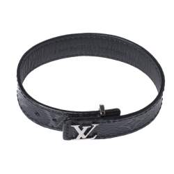 Pre Owned Louis Vuitton Eclipse Monogram Coated Canvas Slim Bracelet Size 21