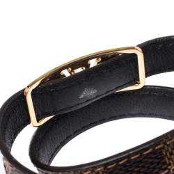 Pre Owned Louis Vuitton Gold Tone Sign It Damier Ebene Leather Bracelet
