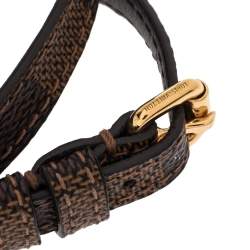 Pre Owned Louis Vuitton Gold Tone Sign It Damier Ebene Leather Bracelet