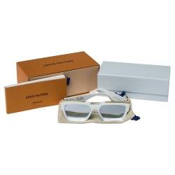 Louis Vuitton White Monogram Patterned / Silver Mirrored 1.1 Millionaire Sunglasses