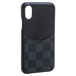 Louis Vuitton iPhone Case Damier Graphite XS Black in Coated