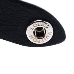 Pre Owned Louis Vuitton Black Leather Press It Bracelet 19 cm