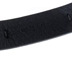 Pre Owned Louis Vuitton Black Leather Press It Bracelet 19 cm