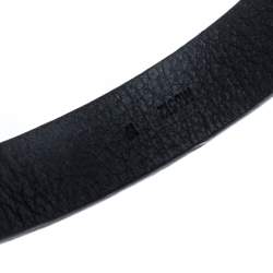 Pre Owned Louis Vuitton Black Leather Press It Bracelet 19 cm