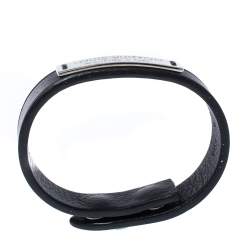 Pre Owned Louis Vuitton Black Leather Press It Bracelet 19 cm