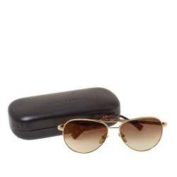 مملوكة مسبقًا Louis Vuitton Brown/Gold Gradient Monogram Lenses Z0164U Aviator Sunglasses