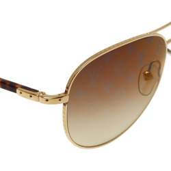 مملوكة مسبقًا Louis Vuitton Brown/Gold Gradient Monogram Lenses Z0164U Aviator Sunglasses
