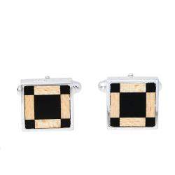 Louis Vuitton Damier Sterling Silver Wooden Square Cufflinks