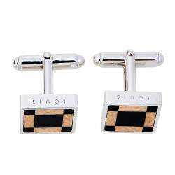 Louis Vuitton Damier Sterling Silver Wooden Square Cufflinks