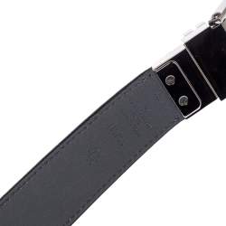 Pre Owned Louis Vuitton Black/Grey Damier Embossed Leather Reversible Boston Belt 90CM