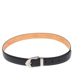 Pre Owned Louis Vuitton Black Taiga Leather Buckle Belt 90CM