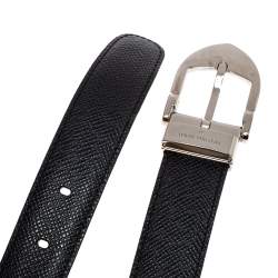 Pre Owned Louis Vuitton Black Taiga Leather Buckle Belt 90CM
