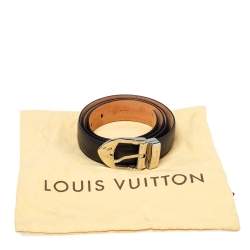 Pre Owned Louis Vuitton Black Taiga Leather Buckle Belt 90CM