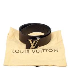 Pre Owned Louis Vuitton Black/Dark Brown Leather Initiales Reversible Belt 90CM