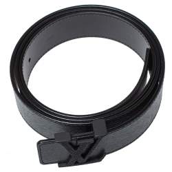 Pre Owned Louis Vuitton Black Taiga Leather Initiales Belt 110CM