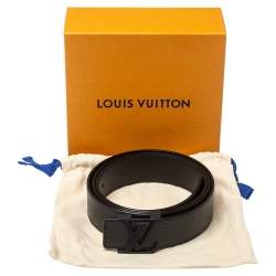 Pre Owned Louis Vuitton Black Taiga Leather Initiales Belt 110CM