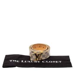 Pre Owned حزام لوي فيتون أحرف الماركة الأولي أل ڨي كانفاس دامييه أزرق سماوي 110 سم