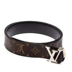 مملوكة مسبقًا Louis Vuitton Monogram Canvas and Black Leather Initiales Reversible Belt 95CM
