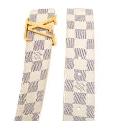 Pre Owned Louis Vuitton Damier Azur Canvas LV Initiales Belt 90CM