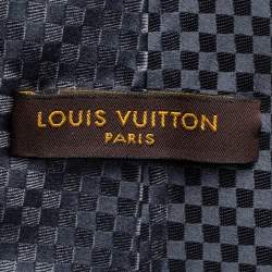 Pre Owned Louis Vuitton Grey Micro Damier Silk Tie