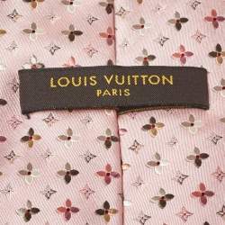 مملوكة مسبقًا ربطة عنق لوي فيتون حرير جاكار مونوغرامي وردي