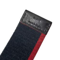 Pre Owned Louis Vuitton Navy Blue/Red Web Dynamo Buckle Belt 100 CM