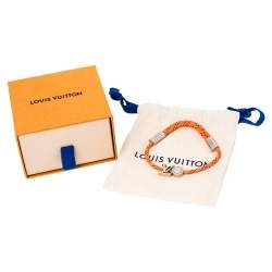 Pre Owned Louis Vuitton Fluo Neon Silver Tone Adjustable Cord Bracelet
