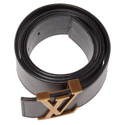 Pre Owned Louis Vuitton Brown Taurillon Leather LV Initiales Belt Size 85CM