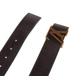 Pre Owned Louis Vuitton Brown Taurillon Leather LV Initiales Belt Size 85CM