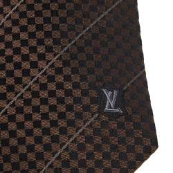 Louis Vuitton Silk Necktie Tie Damier Striped Men Excellent A2002