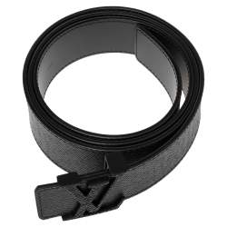 Pre Owned حزام لوي فيتون حروف أولية LV جلد تايغا أسود 95 سم