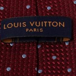 مملوكة مسبقًا Louis Vuitton Red Polka Dotted Textured Silk Tie 