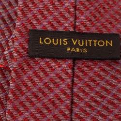 Louis Vuitton Red Diagonal Striped Silk Tie 