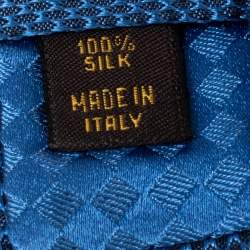 Pre Owned Louis Vuitton Patterned Blue Shiny Silk Tie