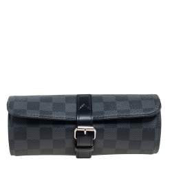 Pre Owned Louis Vuitton Damier Graphite Canvas 3 Watch Case