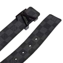 مملوكة مسبقًا حزام لوي فيتون إينشيالز LV كانفاس دامييه غرافيت 95 سم