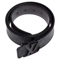 مملوكة مسبقًا حزام لوي فيتون إينشيالز LV كانفاس دامييه غرافيت 95 سم