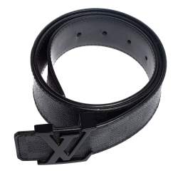 Pre Owned حزام لوي فيتون إينشيالز LV كانفاس دامييه غرافايت 85 سم