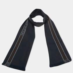 Louis Vuitton Navy Blue Damier Geant Wool Messager Scarf 