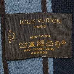 Louis Vuitton Navy Blue Damier Geant Wool Messager Scarf 
