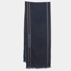 Louis Vuitton Navy Blue Damier Geant Wool Messager Scarf 